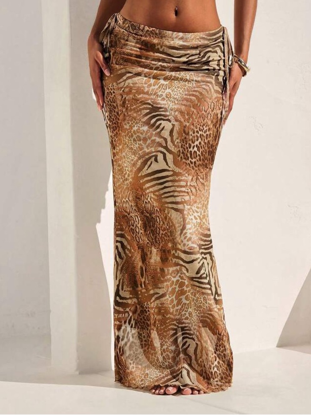 Leopard Print Skirt  Long Skirts for Women Trendy Y2k Summer Skirts Maxi Skirt S